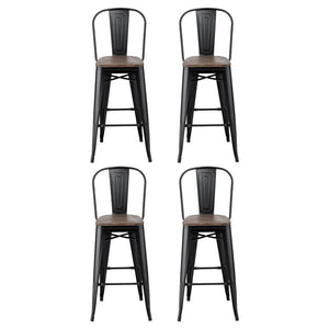 Artiss | Bar Stools | Set of 4 | Metal Frame | Wooden Seat | Retro Counter Stools
