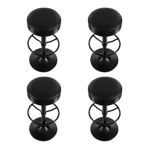 4x Bar Stools | Leather Padded | Gas Lift | Black Finish