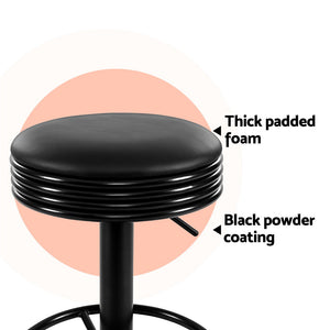 4x Bar Stools | Leather Padded | Gas Lift | Black Finish