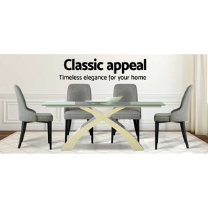 Artiss Dining Chairs | Set of 4 | Linen Fabric | Grey