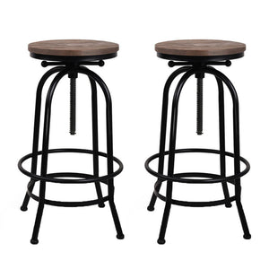 Industrial Bar Stool With Round Seat - 2 Pack