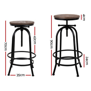 Industrial Bar Stool With Round Seat - 2 Pack