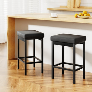 Artiss | Bar Stools | Set of 2 | Metal Frame | PU Leather Seat | Dining & Counter Chairs