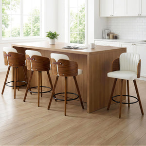 Wooden Bar Stool | Swivel | 58cm Seat Height | Kitchen Counter Stool