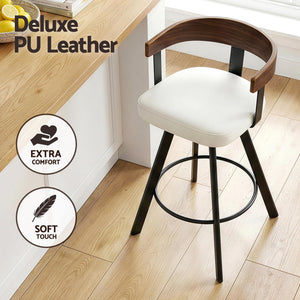 Bar Stool | Swivel | Bentwood Seat | Metal Legs | White PU
