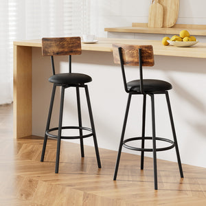 Artiss Bar Stools | 2X Industrial | Upholstered with Steel Frame | Anti-Scratch