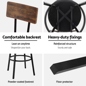 Artiss Bar Stools | 4X Industrial | Upholstered with Steel Frame | Anti-Scratch