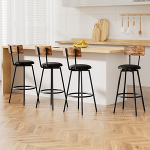 Artiss Bar Stools | 4X Industrial | Upholstered with Steel Frame | Anti-Scratch