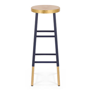 Metal Bar Stools | Counter Height | Gold & Navy