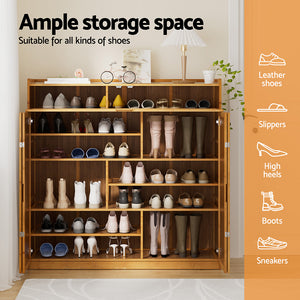 Shoe Rack Cabinet | Up To 30 Pairs | Bamboo Finish