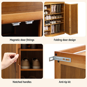 Shoe Rack Cabinet | Up To 30 Pairs | Bamboo Finish