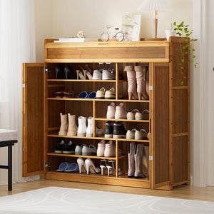 Shoe Rack Cabinet | Up To 30 Pairs | Bamboo Finish