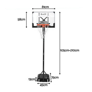 Portable Basketball Hoop | Adjustable Height 1.05m–2.1m | Backyard Pool Goal