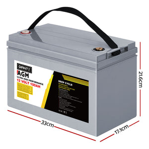 AGM Deep Cycle Battery | 12V 100Ah x2 Box | Portable Solar Caravan Camping Power