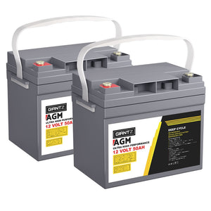 AGM Deep Cycle Battery | 12V 50Ah x2 Box | Portable Solar Caravan Camping Power