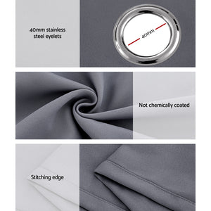 2X 132x213cm | Blockout Sheer Curtains | Charcoal