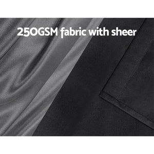2X 132x242cm | Blockout Sheer Curtains | Black