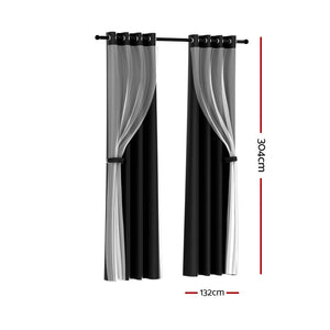 Blockout Sheer Curtains | 2PCS | 132x304cm | Black