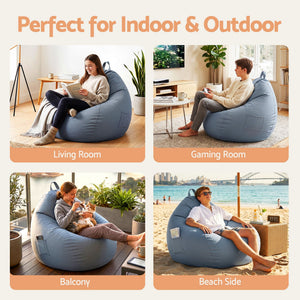 Artiss Outdoor Bean Bag Chair Cover (No Filler) Splash-Proof Beanbag Sofacover for Adults Teens Kids Stuffable Bean Bag Cover for Patio Poolside Relaxing, Grey