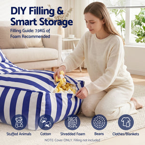 Outdoor Bean Bag Chair Cover | Splash-Proof Patio Lounge Cover | Blue