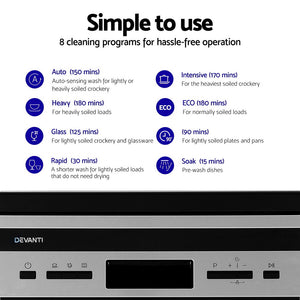 Devanti 10 Place Settings Freestanding Dishwasher | Black