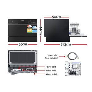 Benchtop Dishwasher | 6 Place Settings | Black