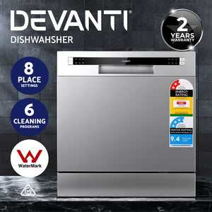Devanti Benchtop Dishwasher | 8 Place Settings | Silver