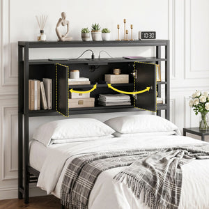 Artiss Bed Headboard King Single Storage Bedhead Charging Station Black