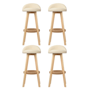 Bar Stools | 4PCS | Padded Leather | Wooden Beige