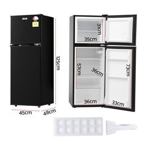 122L Two Door Bar Fridge | Freezer Compartment | Mini Fridge | Black