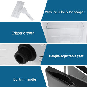 122L Two Door Bar Fridge | Freezer Compartment | Mini Fridge | Black