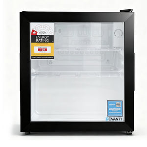40L Bar Fridge | Glass Door | Mini Countertop Cooler | Black