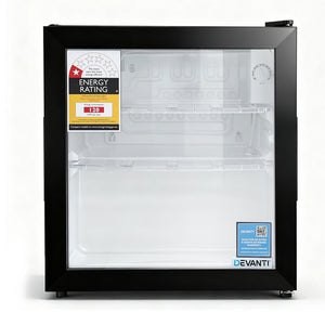 40L Bar Fridge | Glass Door | Mini Countertop Cooler | Black