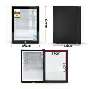 56L Bar Fridge | Glass Door | Mini Countertop Cooler | Black