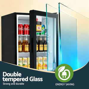 56L Bar Fridge | Glass Door | Mini Countertop Cooler | Black
