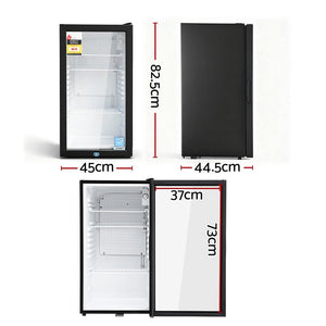78L Bar Fridge | Glass Door | Mini Countertop Cooler | Black