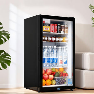 78L Bar Fridge | Glass Door | Mini Countertop Cooler | Black