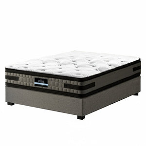 King Single Bed Frame + 36cm Mattress Set | Gas Lift Base | Grey