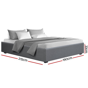 Bed Frame | King Size | Gas Lift Base | Grey | TOKI