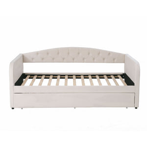 Artiss King Single Daybed Velvet Trundle Bed Frame Tufted Guest Bed