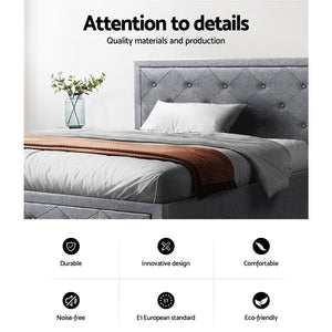 Bed Frame | King Single Size | Gas Lift Storage | Mattress Base | Wooden | Grey