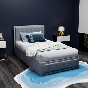 Bed Frame | King Single Size | Gas Lift Storage | Mattress Base | Wooden | Grey