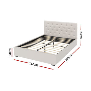 Bed Frame | Double Size | Gas Lift | Beige | VILA