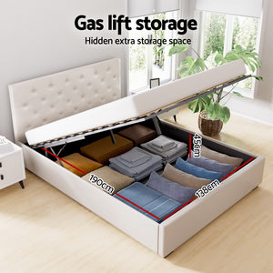 Bed Frame | Double Size | Gas Lift | Beige | VILA
