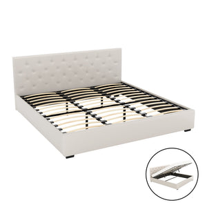 Bed Frame | King Size | Gas Lift | Beige | VILA