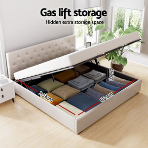 Bed Frame | King Size | Gas Lift | Beige | VILA