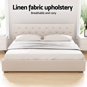 Bed Frame | King Size | Gas Lift | Beige | VILA