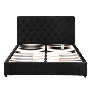 Double Bed Frame | Upholstered Storage | 3 Drawers | USB + Type-C Charging