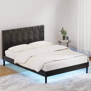 Bed Frame | Double Size | LED | Black | RAVI