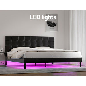 Bed Frame | King Size | LED | Black | RAVI
